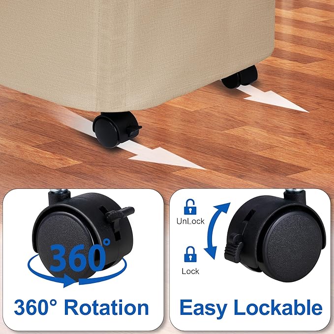 Vincona Slim Laundry Hamper with Lid and Wheels, Small Rolling Laundry Basket with Handle for Small Spaces, Tall Dirty Clothes Hampers for Dorm, Bathroom and Bedroom, 75L, Oatmeal