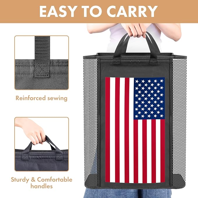 NPET 75L Large Laundry Basket Collapsible Laundry Hamper with PEVA Waterproof Material Clothes Bag Storage Basket Bin for Laundry,Bathroom and Domitory