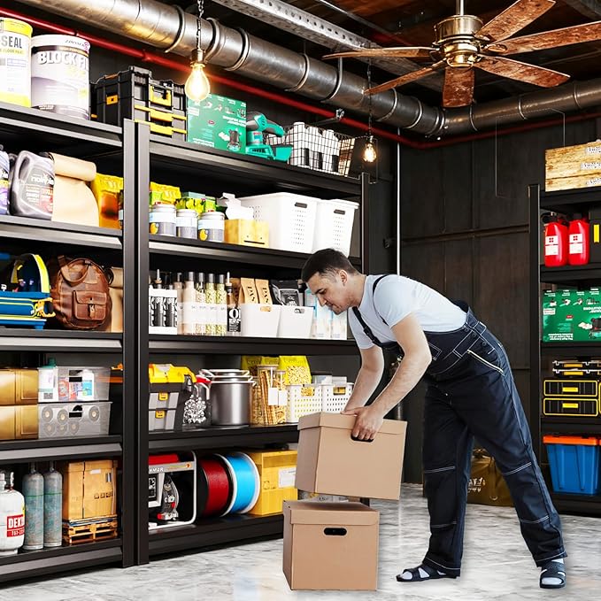 46" W Garage Shelving Units Garage Storage Shelves 5T Metal Shelf Heavy Duty Shelving Unit Adjutable Industrial Utility Shelf Storage Rack for Warehouse, Basement,72" H*46" W*20" D,2pack