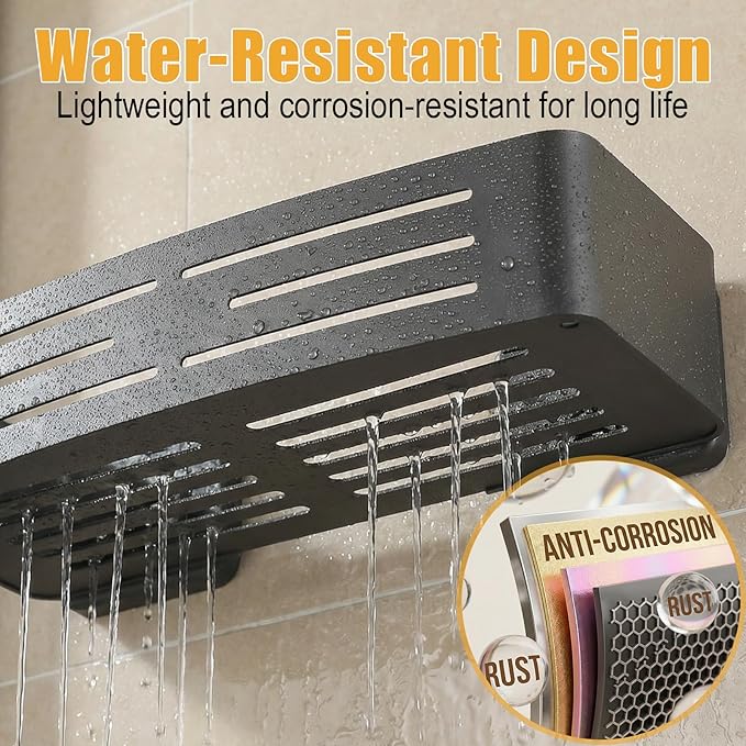 2 Pack Shower Caddy Suction Cup, Shower Shelves with 4 Hooks Rust-Proof Aluminum Alloy,Large Capacity No drilling required Removable Bathroom Storage Rack for Shampoo, Shower Gel, Razors
