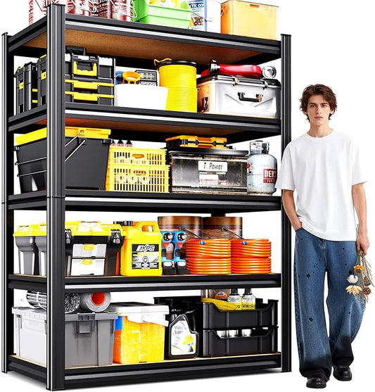 Storage Shelves, Adjustable Garage Shelving Unit, 5 Tier Heavy Duty Metal Shelving Unit with Up to 2050 lbs Capacity, Garage Storage Rack, Basement Storage Shelves,35" Wx16 Dx71 H
