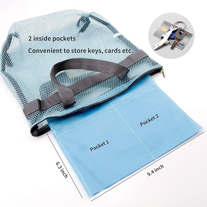 TOPASION Mesh Shower Caddy Bag Portable Hanging Toiletry and Bath Organizer with Zipper for Travel, Gym, Camping, College Dorms, Beach
