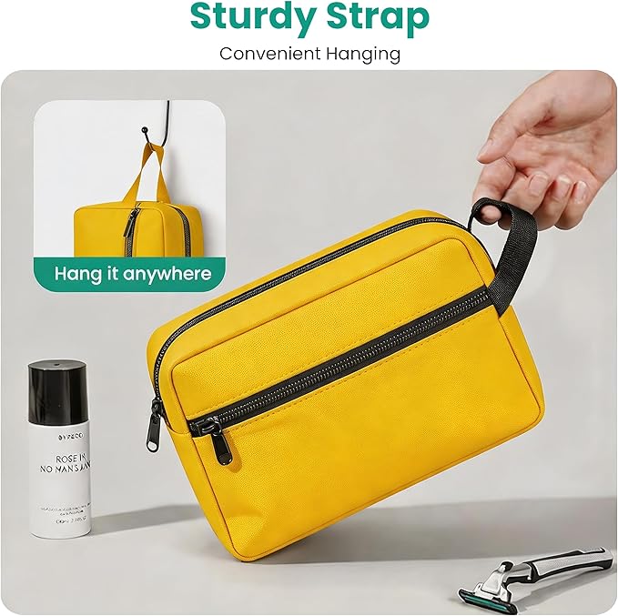Travel Toiletry bag for Women and Men,Small Cosmetic Bag Hanging Lightweight Makeup Bag Small Tool Bag Travel Organizer accessories for Women Men - Yellow