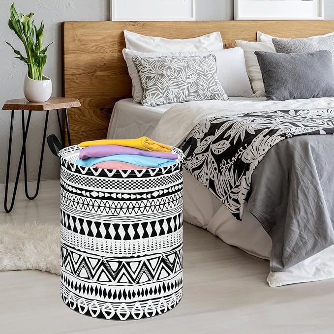Round Laundry Hamper Storage Basket Fabric Material Storage Hamper Organization Basket, Storage Bin, Gift Box with Handles for Room