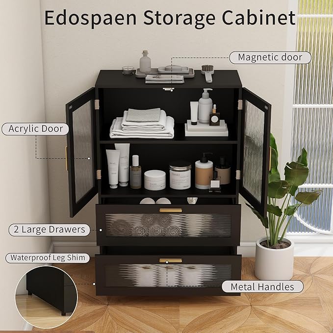 Bathroom Floor Storage Cabinet Freestanding Organizer for Bathroom, Home Office, Bedside, Sofa Side Table