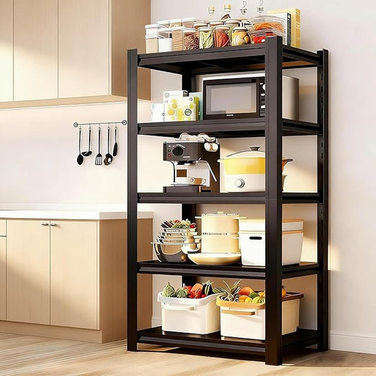 5-Tier Metal Baker Rack, Heavy Duty Kitchen Shelf Organizer with Adjustable Shelves, Big Capacity Utility Rack for Kitchen, Pantry, Garage, Basement (71" Hx 31.4" W x13.7 D)