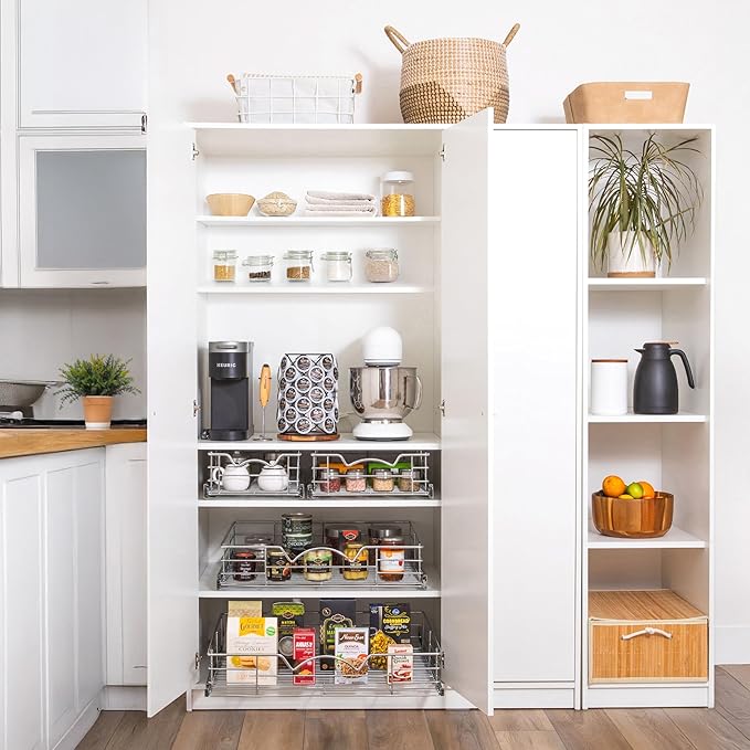 HOLDN’ STORAGE Pull Out Cabinet Organizer, Slide Out Drawer for Kitchen Cabinets & Pantry, Roll Out Shelf for Pots, Pans & Under Sink Storage, Heavy-Duty Full-Extension, 26"W x 21"D x 5"H