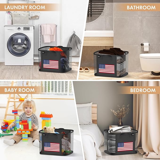 NPET 27L Laundry Basket Collapsible Laundry Hamper with PEVA Waterproof Material Clothes Bag Storage Basket Bin for Laundry,Bedroom and Domitory