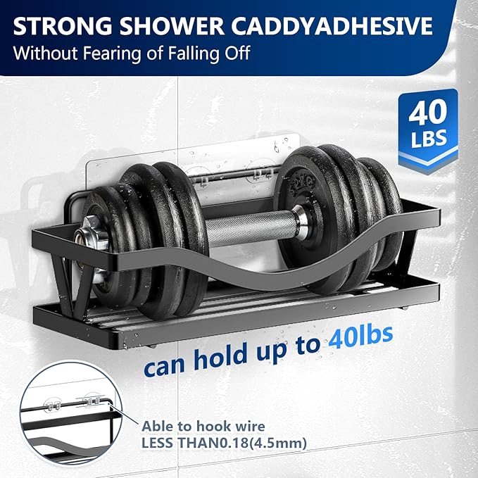 6 Pack Caddy Adhesive Replacement, Waterproof Adhesive Strips, Strong Hooks for No Drilling Bathroom Storage Shelves, Soap Holder, and Kitchen Racks (Clear 1 Hooks & 3 Hooks)