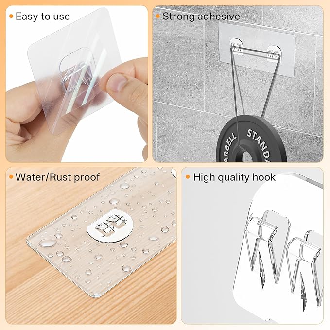Adhesive Replacement Compatible with Eudele-3 Hooks,No Drilling, Strong Adhesive for Shower Caddy Big,9 Packs