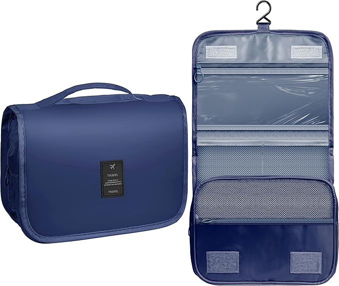 Toiletry Bag Travel Bag with Hanging Hook, Waterproof Capacity Hanging Multifunctional Makeup Bag for Toiletries, Portable Cosmetic Bag Travel Organizer for Women and Men(Royal Blue)