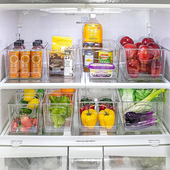 Sorbus Medium Clear Plastic Storage Bins for Shelves, Clothes, with Handle - Clear Storage Bins, Drawer, Shelf, Closet, Pantry, Fridge, Freezer Organizer Bins, Closet Organizers and Storage (4 pack)