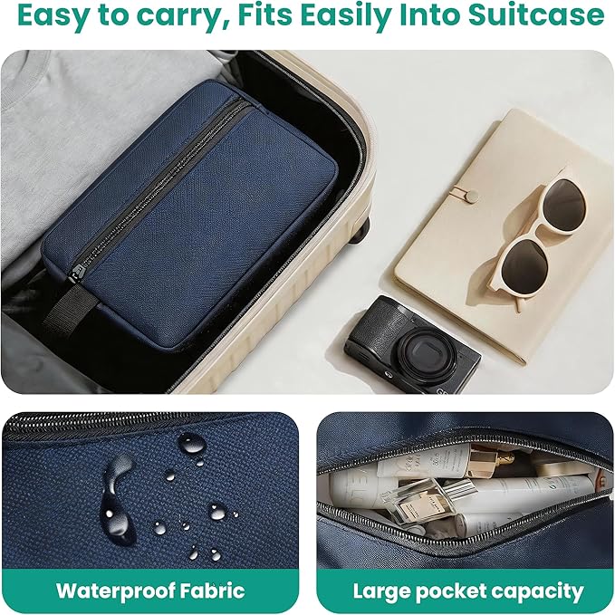 Travel Toiletry bag for Women and Men,Small Cosmetic Bag Hanging Lightweight Makeup Bag Small Tool Bag Travel Organizer accessories for Women Men - Navy Blue
