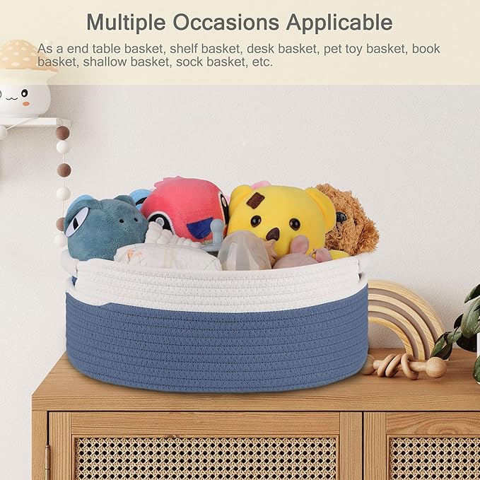 Small Woven Basket with Gift Bags and Ribbons, Empty Baby Gift Baskets for Kids Women Men, Shelf Storage, Small Cat Dog Pet Toy Boxes, 13”x 9”x 5.5”, Folkstone Gray