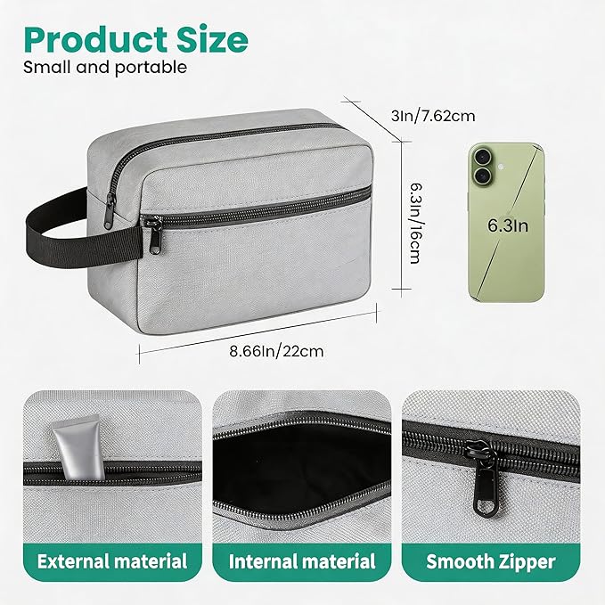 Travel Toiletry bag for Women and Men,Small Cosmetic Bag Hanging Lightweight Makeup Bag Small Tool Bag Travel Organizer accessories for Women Men - Grey