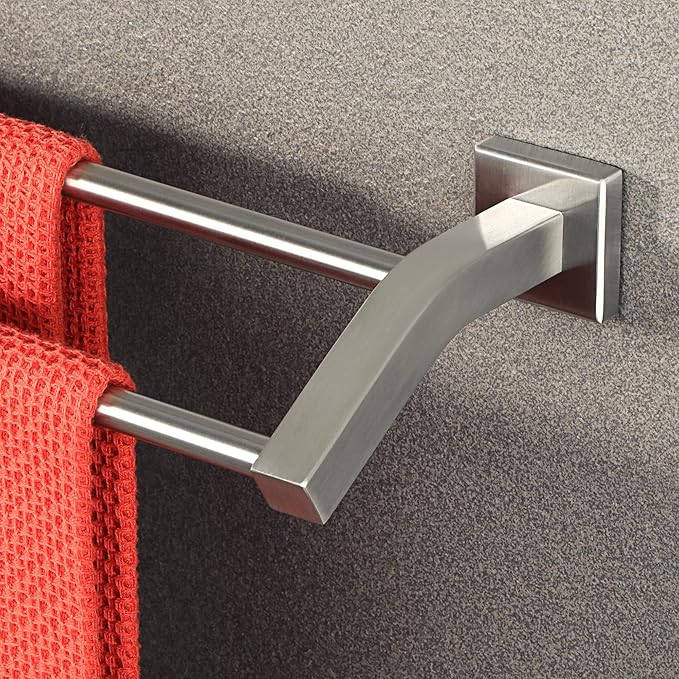 Alise Bath Double Towel Bars Towel Racks for Bathroom,16 Inch Wall Mount Towel Holder Heavy Duty SUS304 Stainless Steel Towel Hanger Towel Rail,Brushed Nickel