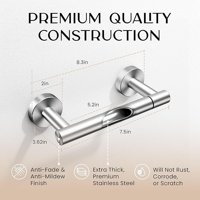 Day Moon™ - Toilet Paper Holder - Modern Roll Holder for Bathroom - 2 Pack - Wall Mount, Brushed Nickel