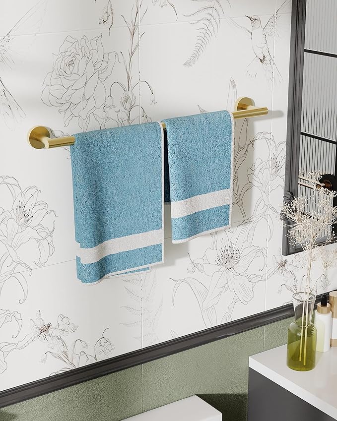 RARXTR 24 Inch Brushed Towel Bar Towel Rack for Bathroom Kitchen Hand Towel Holder Dish Cloths Hanger SUS304 Stainless Steel RUSTPROOF Wall Mount (Gold)