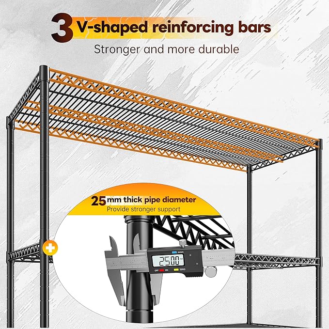 REIBII 55.5" W Storage Shelves 2560LBS Metal Shelving 4 Tier Wire Shelving Unit Garage Shelving Heavy Duty Metal Shelves for Storage Rack Commercial Adjustable Pantry Shelf, 55.5" W X 18''D X 71" H