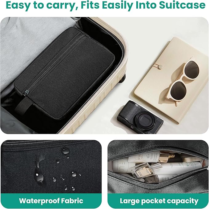 Travel Toiletry bag for Women and Men,Small Cosmetic Bag Hanging Lightweight Makeup Bag Small Tool Bag Travel Organizer accessories for Women Men - Black