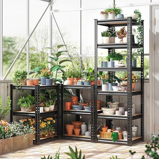REIBII Storage Shelves 6 Tier Garage Shelving, Adjustable Shelving Units Loads 2256LBS, Narrow Shelves Units and Storage for Kitchen, Pantry, Garage, Closet, Basement, 16" W x 16" D x 72.2" H