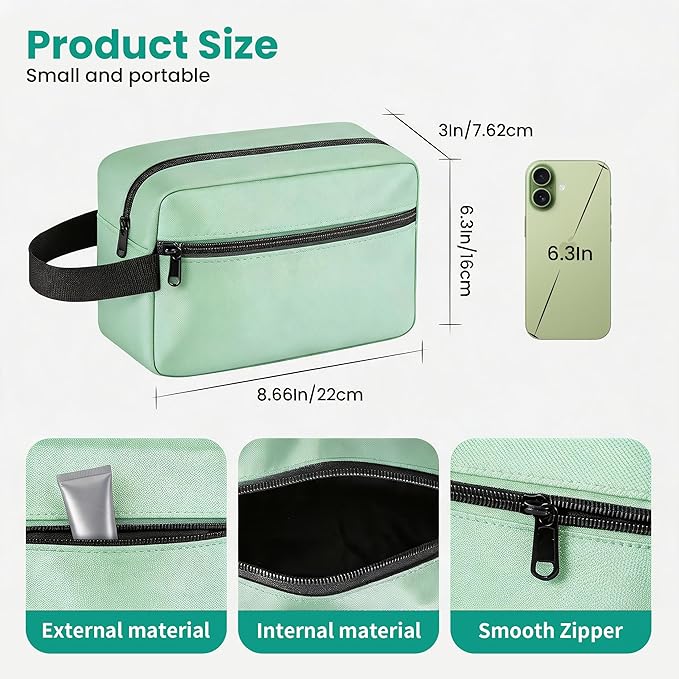 Travel Toiletry bag for Women and Men,Small Cosmetic Bag Hanging Lightweight Makeup Bag Small Tool Bag Travel Organizer accessories for Women Men - Avocado Green