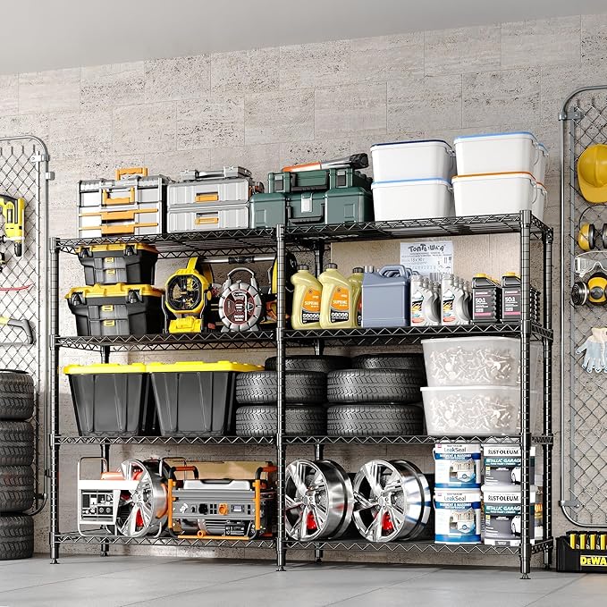 59.5" H 4-Tier Metal Storage Rack, Heavy Duty Wire Shelving Unit with Adjustable Shelves, 1325 Lbs Capacity for Kitchen, Pantry, Bedroom, or Corner Organization