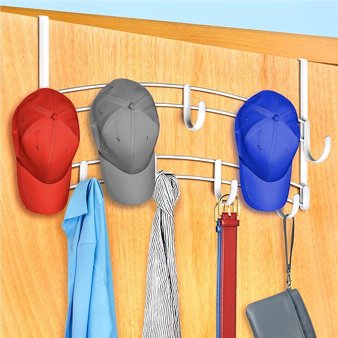 LYNK Professional® Home™ Over the Door Hooks - 9 Hook – Over the Door Coat Rack - Over the Door Hanger - Hanging Towels or Clothes - Bathroom, Bedroom, Laundry Room - Lifetime Ltd. Warranty, White