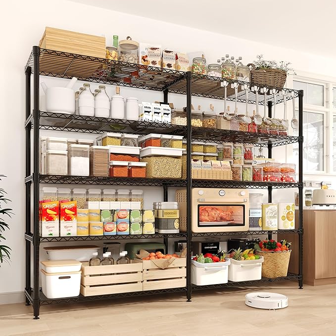 70" H 5-Tier Metal Storage Rack, Heavy Duty Wire Shelving Unit with Adjustable Shelves, 1325 Lbs Capacity for Kitchen, Pantry, Bedroom, or Corner Organization