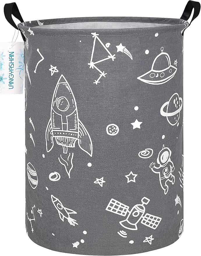 Storage Bin, Canvas Fabric Collapsible Organizer Basket for Laundry Hamper,Toy Bins,Gift Baskets, Bedroom, Clothes,Baby Nursery (Space Universe)