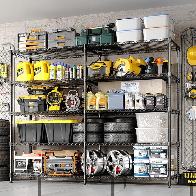 70" W Storage Shelves Metal Shelving Unit, 1325 LBS Heavy Duty Wire Shelving 5-Tier L-Shaped Storage Rack with Adjustable Shelf for Pantry Kitchen Corner