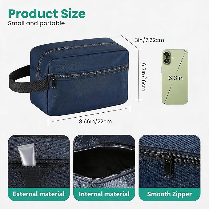 Travel Toiletry bag for Women and Men,Small Cosmetic Bag Hanging Lightweight Makeup Bag Small Tool Bag Travel Organizer accessories for Women Men - Navy Blue