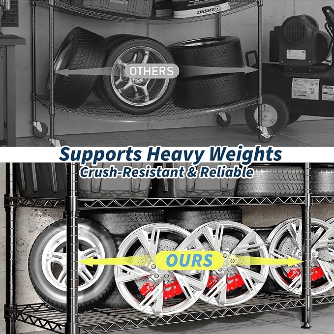 59.5" H 4-Tier Metal Storage Rack, Heavy Duty Wire Shelving Unit with Adjustable Shelves, 1060 Lbs Capacity for Kitchen, Pantry, Bedroom, or Corner Organization