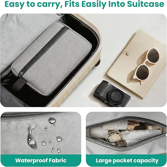 Travel Toiletry bag for Women and Men,Small Cosmetic Bag Hanging Lightweight Makeup Bag Small Tool Bag Travel Organizer accessories for Women Men - Grey