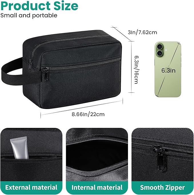Travel Toiletry bag for Women and Men,Small Cosmetic Bag Hanging Lightweight Makeup Bag Small Tool Bag Travel Organizer accessories for Women Men - Black