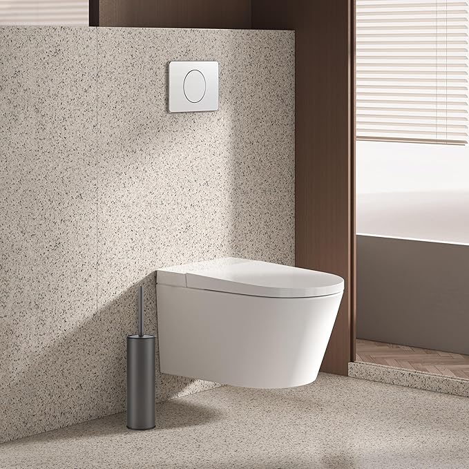 BGL Gunmetal Grey Toilet Brush and Holder,Stainless Steel Toilet Brushes for Bathroom with Holder