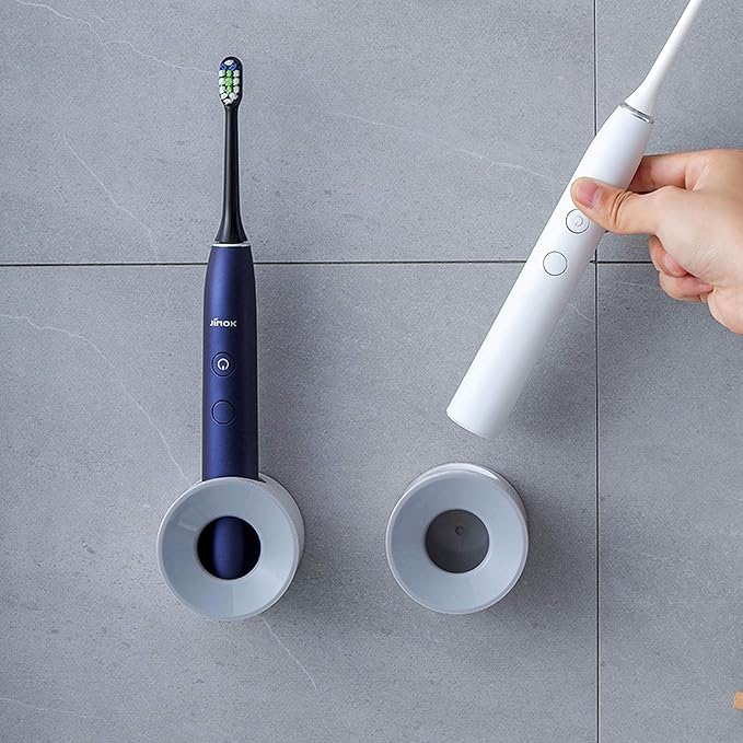 Electric Toothbrush Holder for Bathroom, Wall Mounted for Shower Space-Saving, Bathroom Storage Organizer Caddy, Toothbrush Holder for Kids, Bathroom Decor (4, Grey)