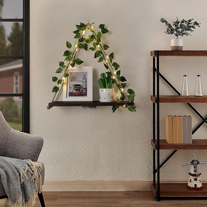 Forest Angle Shelf for Wall,Floating Shelves,Floating Shelves for Wall No Drilling,Adhesive Shelves,Command Strip Shelf,Room Decor Aesthetic,Plant Shelf Wall,Whimsical Decor,2-Piece Set(Green Leaf)