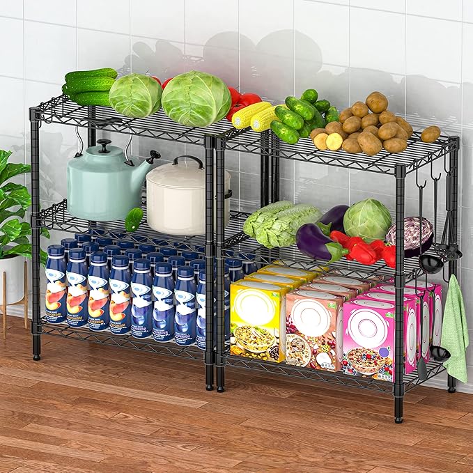 Folews 3-Tier Metal Shelf for Storage, NSF Certified Wire Shelving Unit Storage Rack Organizer Steel Utility Shelf for Kitchen Office Garage Pantry Laundry Organization(13.4D x 23.2W x 29.7H)