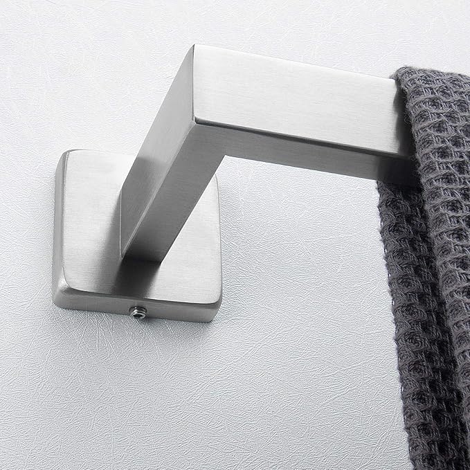 NearMoon Towel Bar, Bath Accessories Premium Thicken Stainless Steel Square Shower Towel Rack for Bathroom, Towel Holder Wall Mounted (1 Pack, Brushed Nickel, 12 Inch)
